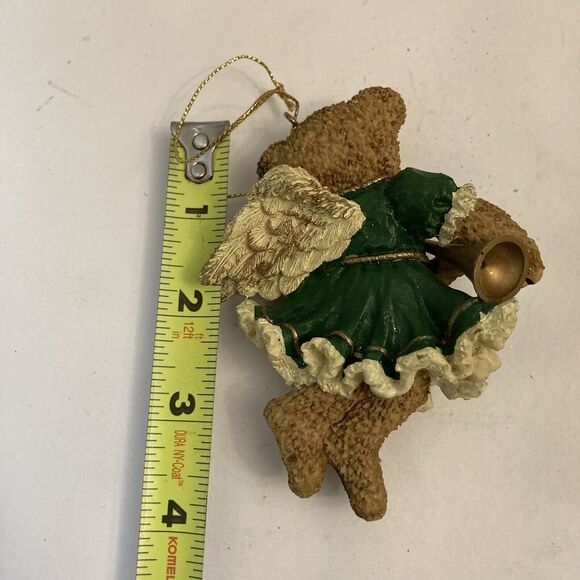 Christmas Traditions Ornament Angel Teddy Bear Blowing a Horn - Picture 3 of 3